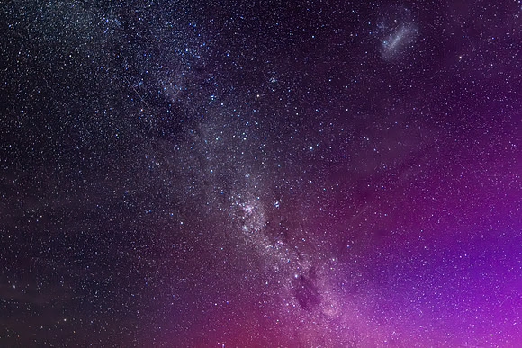 A Pink Aurora Australis and the Milky Way Shimmers in the Night