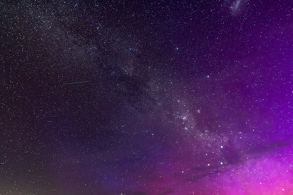A Pink Aurora Australis and the Milky Way Shimmers in the Night