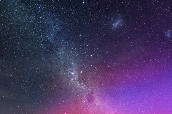 A Pink Aurora Australis and the Milky Way Shimmers in the Night