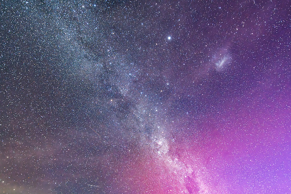 A Pink Aurora Australis and the Milky Way Shimmers in the Night