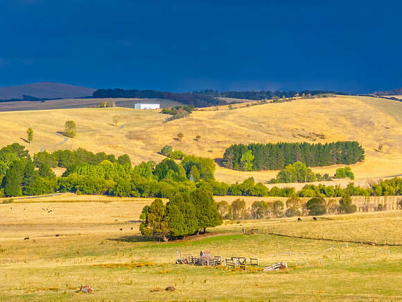 Stormy skies over the rural countryside