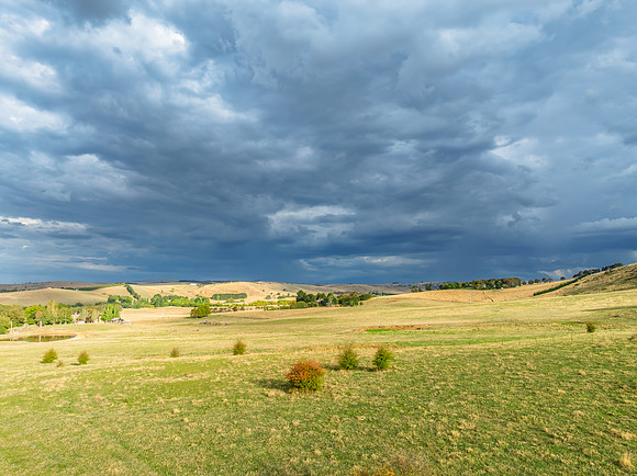 Stormy skies over the rural countryside