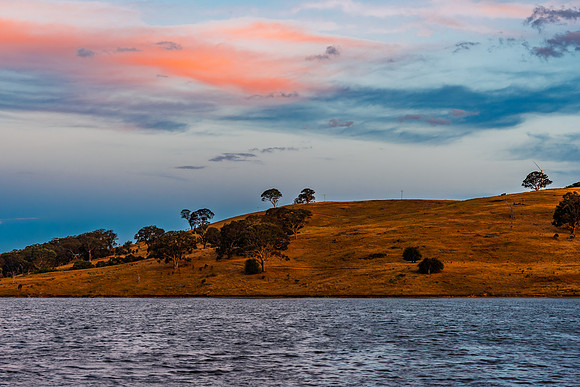 Twilight Light Falls Over the Dam