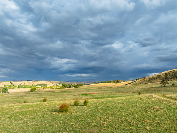 Stormy skies over the rural countryside