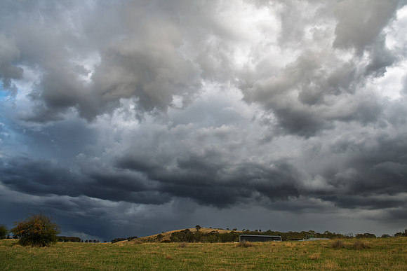 Stormy skies over the rural countryside