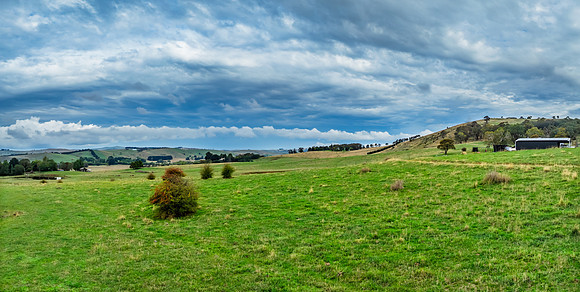 Rain clouds over the rural countryside