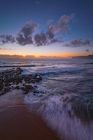 Dawn at the seaside and rock platform