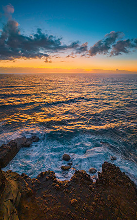 Dawn at the seaside and rock platform