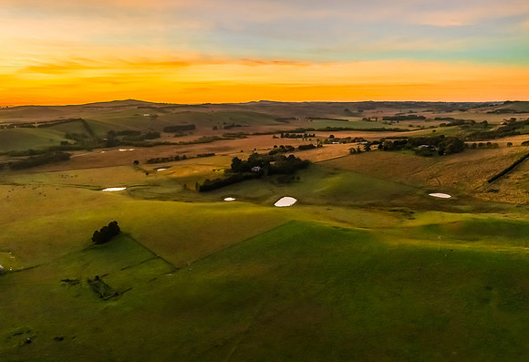 High-Cloud Sunrise Over Rural Landscapes on the Edge of a Countr