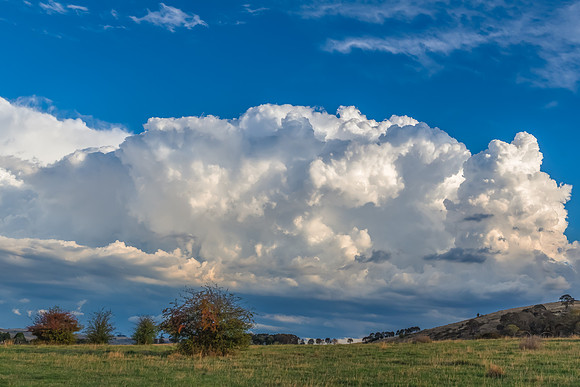 Sunset views over rural farmland with clouds