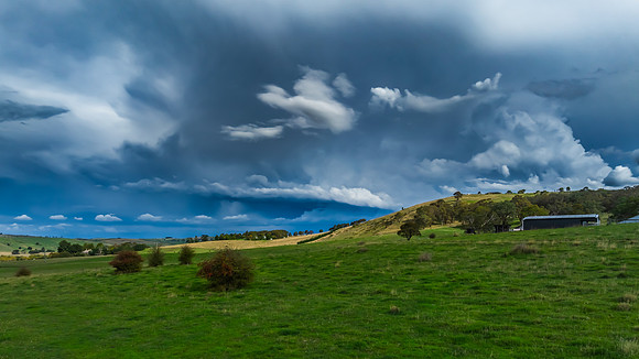 Afternoon storms rolling in across the countryside