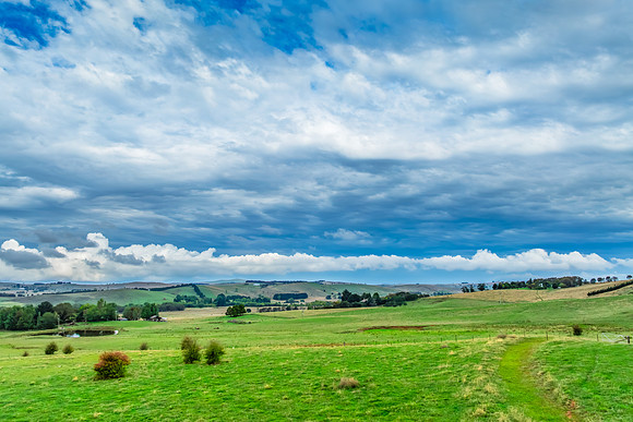 Rain clouds over the rural countryside