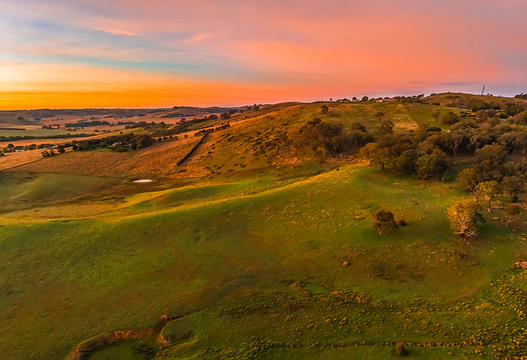 High-Cloud Sunrise Over Rural Landscapes on the Edge of a Countr