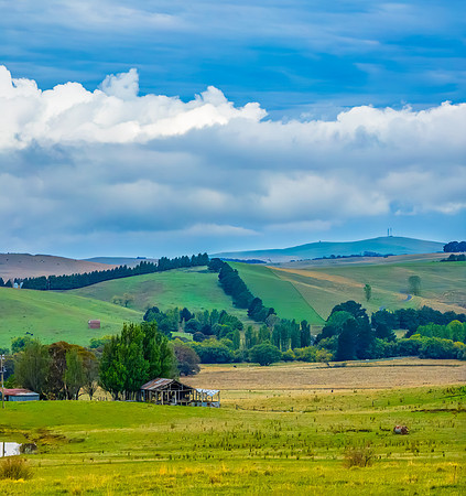 Rain clouds over the rural countryside