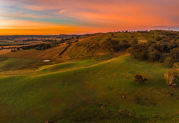 High-Cloud Sunrise Over Rural Landscapes on the Edge of a Countr