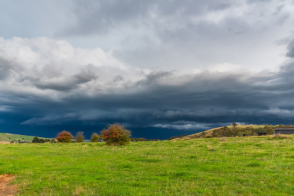 Afternoon storms rolling in across the countryside