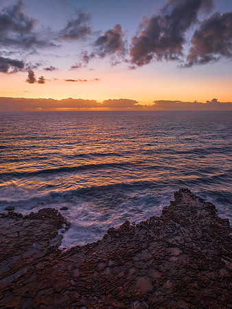 Dawn at the seaside and rock platform