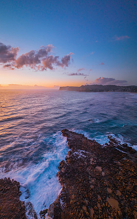 Dawn at the seaside and rock platform