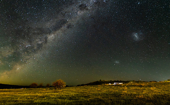 A Bright Milky Way Stretching Across the Dark Country Sky