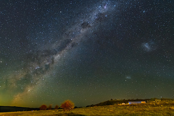 A Bright Milky Way Stretching Across the Dark Country Sky