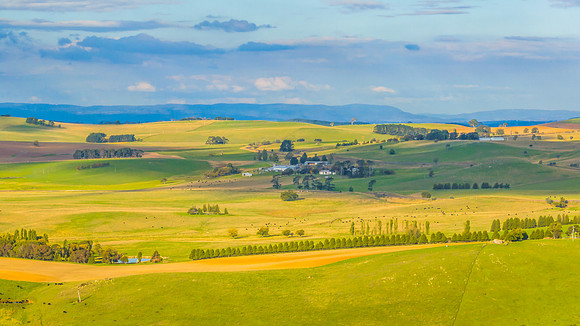 Late Afternoon Views with Clouds over the Rural Land