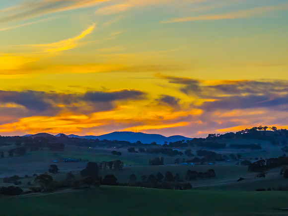 Aerial sunset views over Blayney