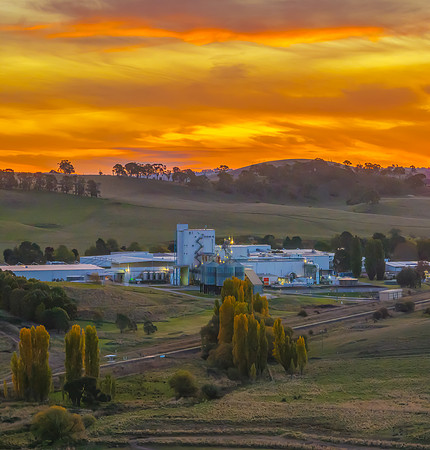 Aerial sunset views over Nestlé Purina Petcare - Blayney factor
