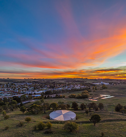Aerial sunset views over Blayney