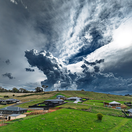 Afternoon storms rolling in across the countryside
