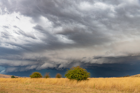 Wild storm approaching over the rural countryside