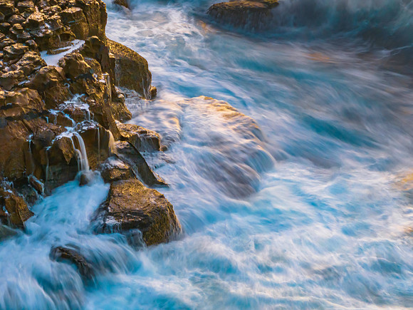 Dawn at the seaside and rock platform