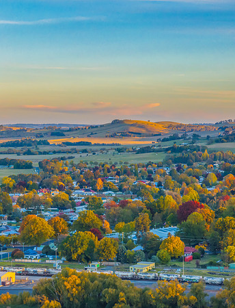 Aerial sunset views over Blayney