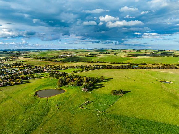 Late Afternoon Views with Clouds over the Rural Land