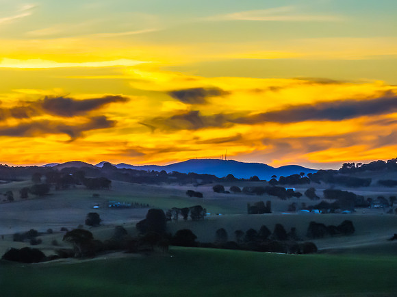 Aerial sunset views over Blayney