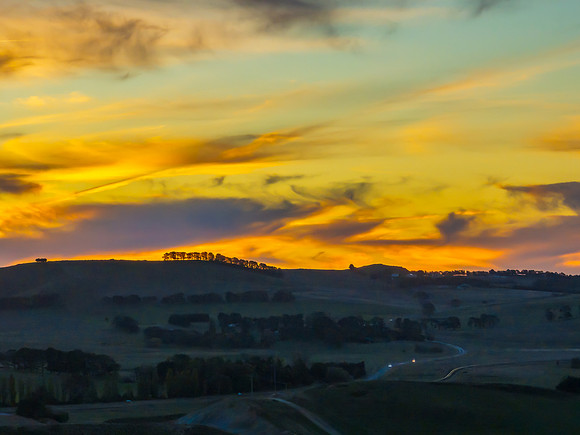 Aerial sunset views over Blayney