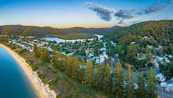 Early morning light over the seaside village of Patonga