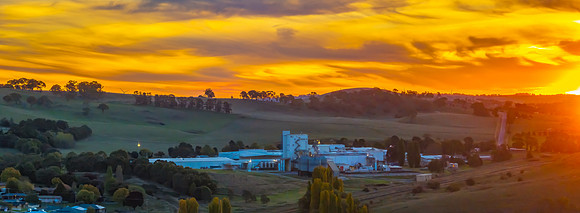 Aerial sunset views over Blayney