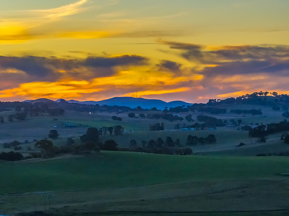 Aerial sunset views over Blayney