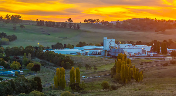 Aerial sunset views over Blayney