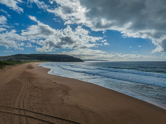 Morning views at the seaside with clouds and a blue sky
