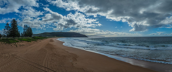 Morning views at the seaside with clouds and a blue sky