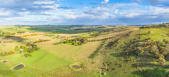 Late Afternoon Views with Clouds over the Rural Land