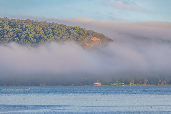 Early morning fog rolling through the Pittwater at Palm Beach