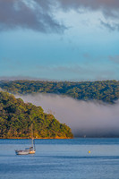 Early morning fog rolling through the Pittwater at Palm Beach