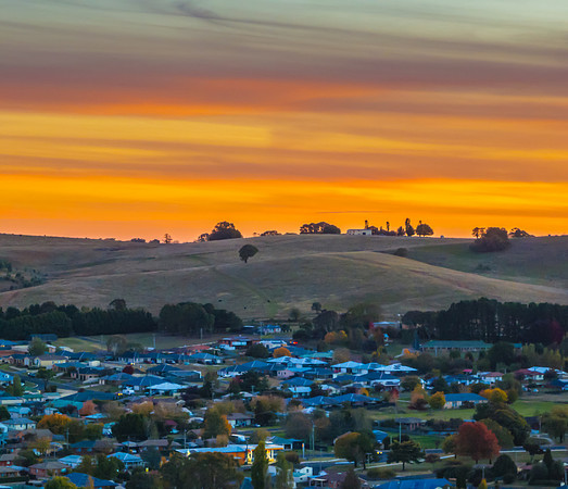 Aerial sunset views over Blayney