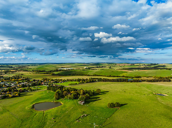 Late Afternoon Views with Clouds over the Rural Land