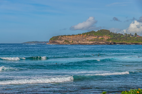 Morning Sky and Ocean Waves at Mona Vale Beach