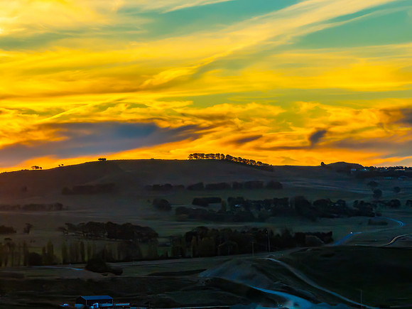 Aerial sunset views over Blayney