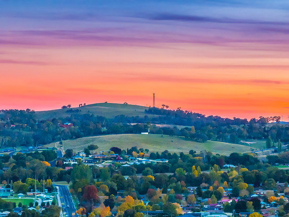 Aerial sunset views over Blayney
