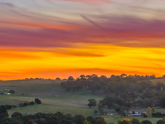 Aerial sunset views over Blayney
